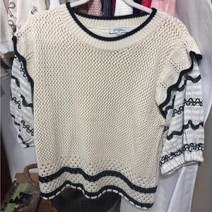 Polagram Cream and Black Knit Top